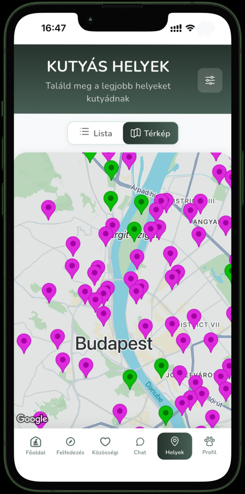 Kutyás helyek térkép